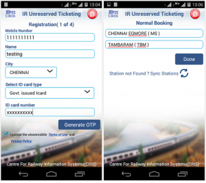 UTS Android App Indian Railway