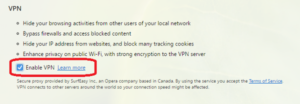 Enable VPN on Opera Browser